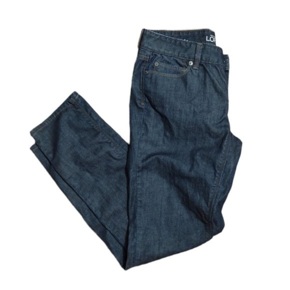 Ann Taylor Loft Womens Dark Rinse Wash Curvy Straight  Low Rise Jeans 4 / 27 EUC